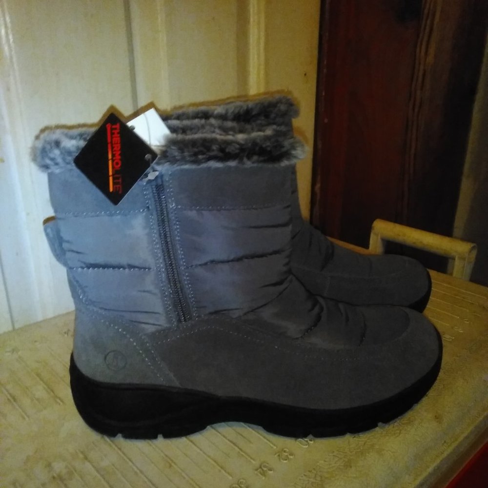 New women's Land's End short charcoal gray boots 9 1/2
